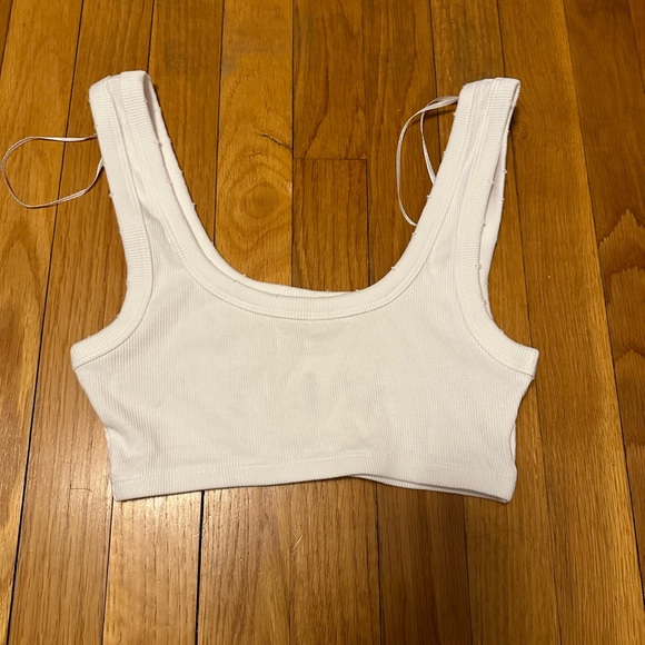 Zara White Ribbed Crop Top - Picture 1 of 3